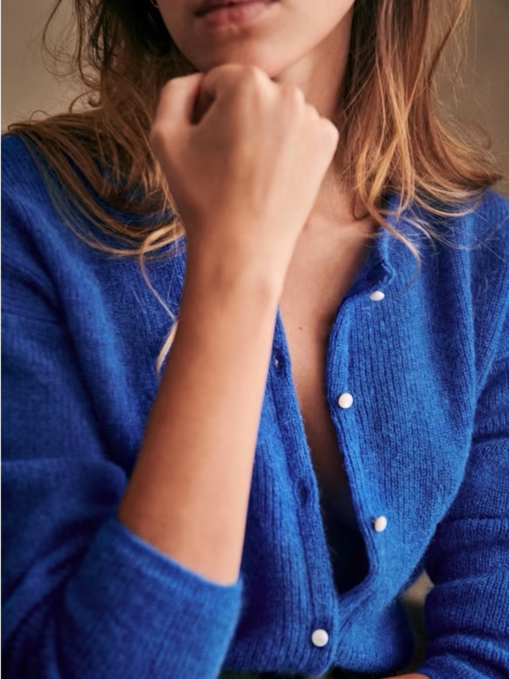 NWT Sezane Gaspard Blue Women's Button Cardigan Sweater L